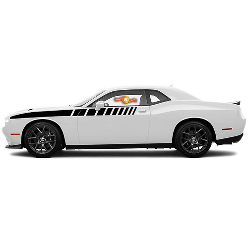 For 2008-2014 Dodge Challenger Half Length Strobe Side Stripes Racing Stickers Decals