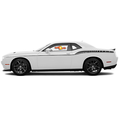 For 2015-2019 Dodge Challenger ສີດສະຫວາດ Side Stripes Rear Accent Strobe Bodyline Stickers Decals
