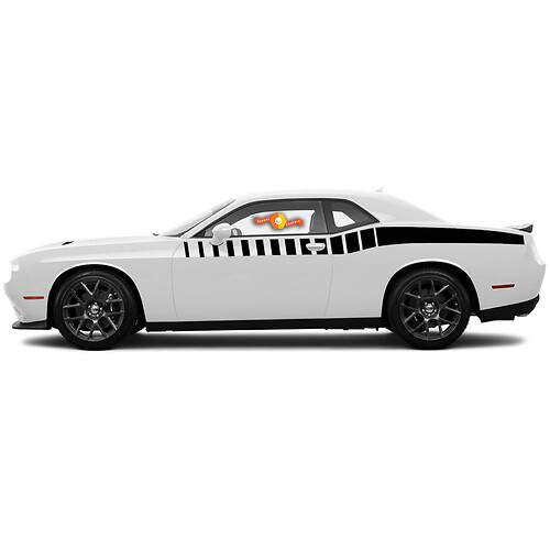 2 Dodge Challenger Strobe Half Length Bodyline Side Stripes Stickers Decals For 2015-2018