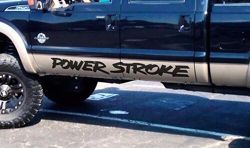 Pair Power Stroke Door banner vinyl stickers decals (fits to: FORD Superduty Truck)
