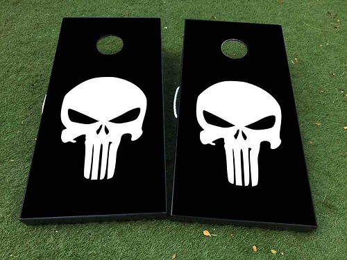 Black White Punisher  Skull  Cornhole Board Game Sticker Decal VINYL WRAPS with LAMINATED