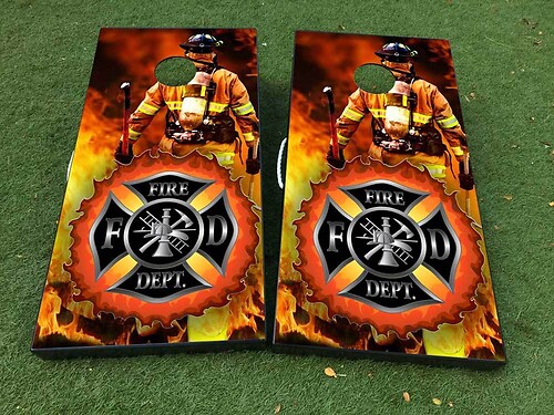 Fire Department firefighter Cornhole Board Game Sticker Decal VINYL WRAPS with LAMINATED