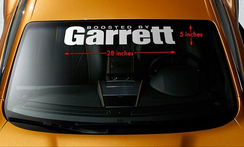 BOOSTED BY GARRETT TURBO Windshield Banner Vinyl Decal Sticker 28