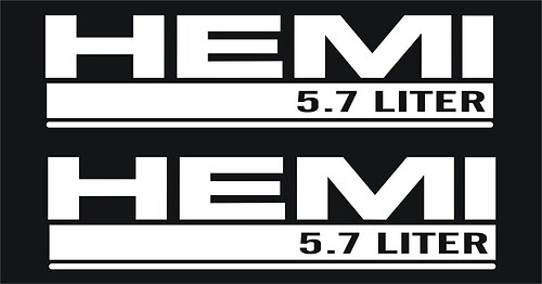 2 Dodge Hemi 5.7 Liter Hood Stickers Decals