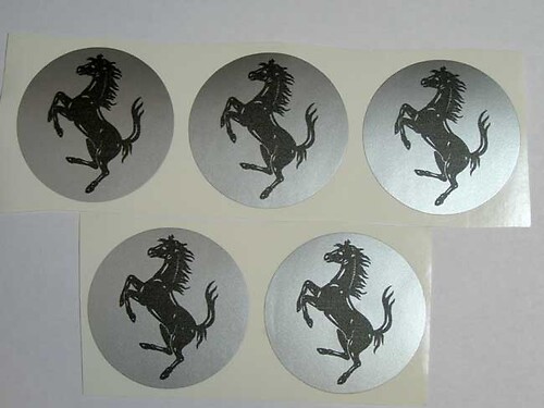 Ferrari Enzo Wheel Caps Center Silver 5 Stickers Decals Set GTO