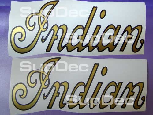 Indian Motorcycle Gold Script Gas Tank 2 Stickers Decals