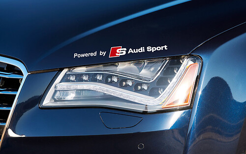 Powered by Audi Sports sticker decal A4 A5 A6 A7 S8 TT Q5 Q7 Emblem Logo
