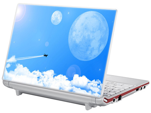 Airplane Sky Moon Vinyl decal sticker on Laptop