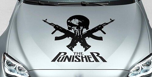 PUNISHER skull & words GUN hood side vinyl decal sticker for car track suv