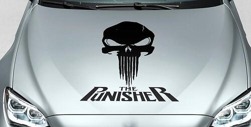 PUNISHER skull & words blood hood side vinyl decal sticker for car track suv