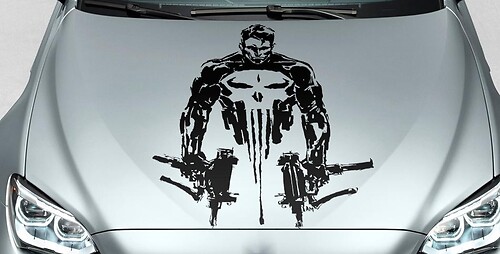 PUNISHER skull man art Distressed blood hood side vinyl decal sticker for car track suv #1