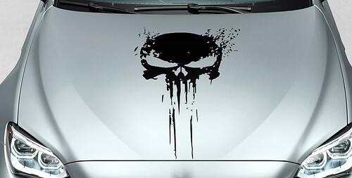 PUNISHER skull Distressed blood hood side vinyl decal sticker for car track suv #33
